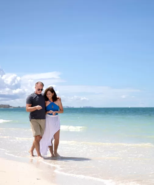 Couple walking on beach